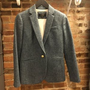 J. Crew blue herringbone tweed blazer